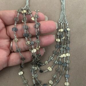 Elegant Multi-Layered Silver and Gold Necklace